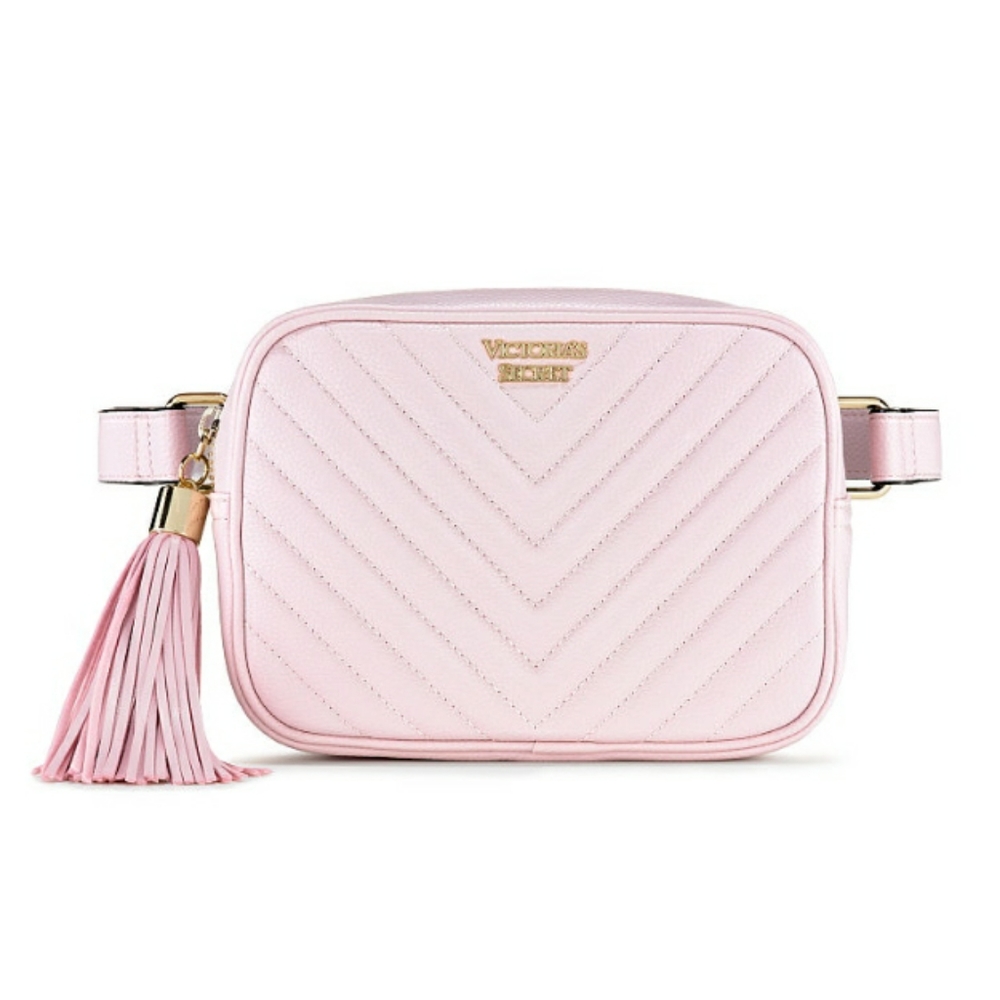 Victoria Secret Pebbled V Quilt Belt Bag soft pink